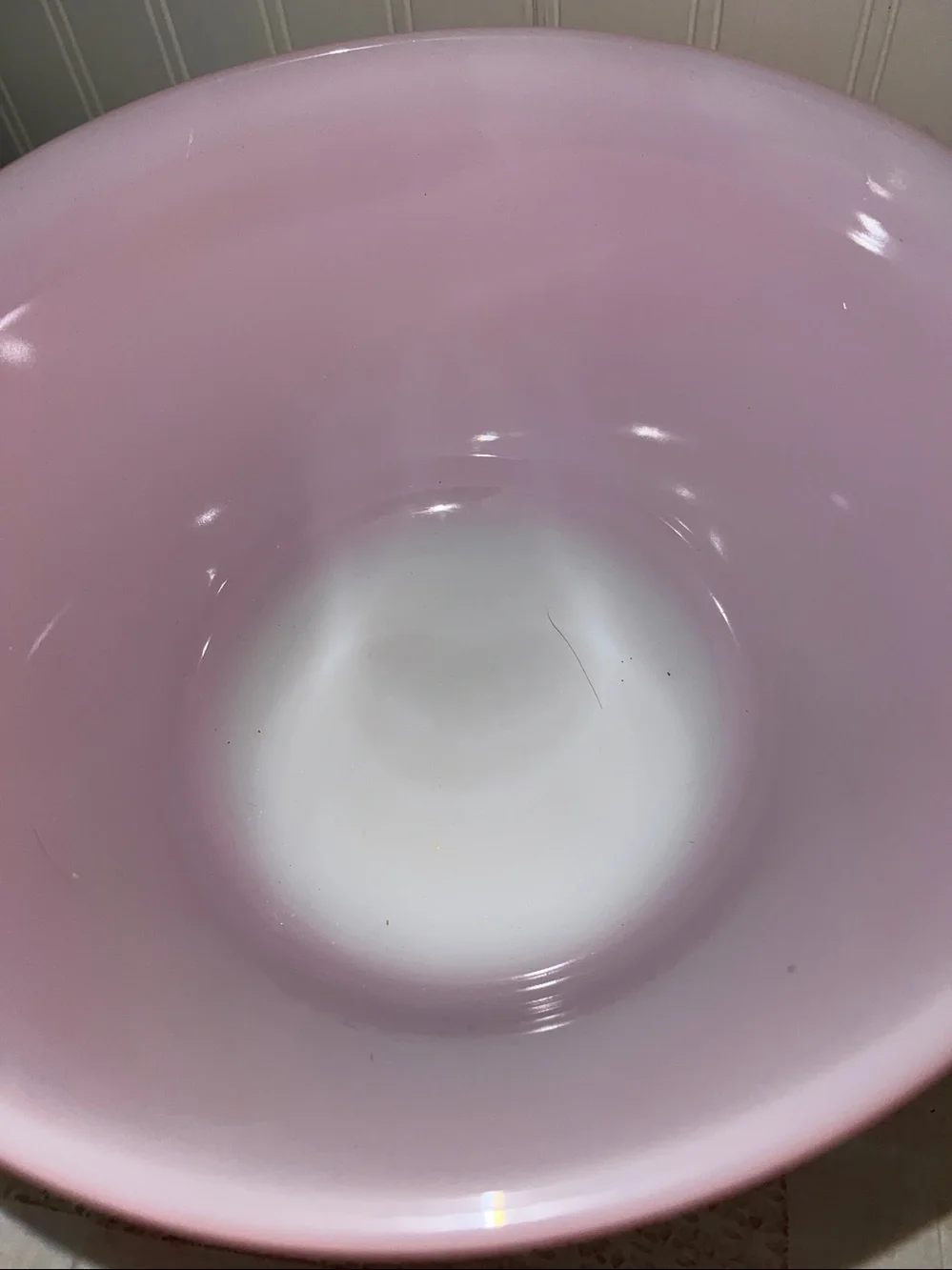 Vintage Federal glass red mixing bowl milk glass